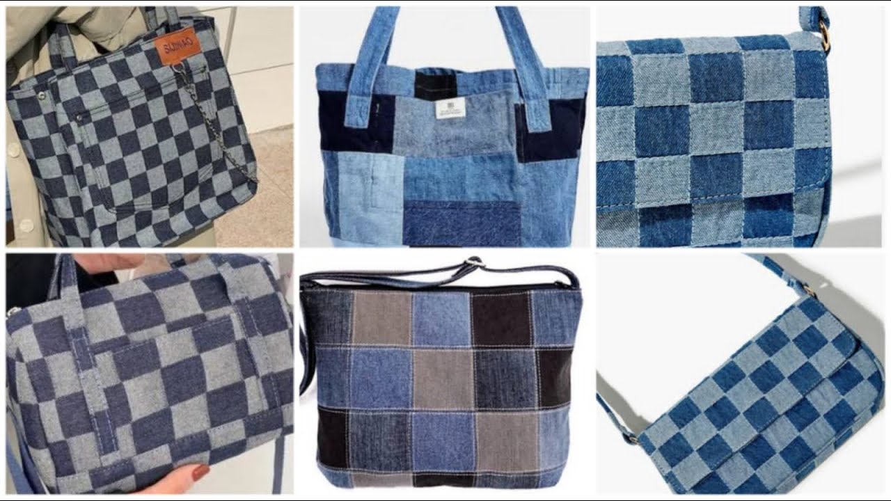 The Latest & Exclusive Denim Checker Bags Designs | Denim Bags For ...