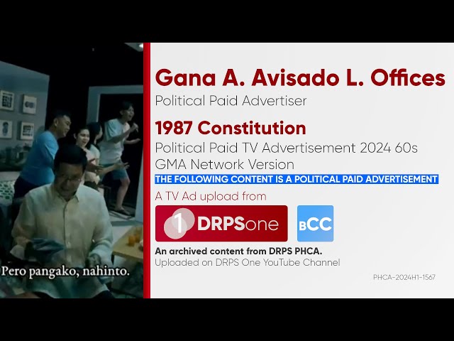 1987 Constitution Cha-Cha Ad Political Paid TV Ad 2024 60s (GMA Network Version) [BCC] class=