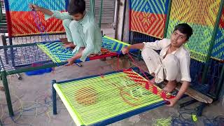 Making of a Nylon rope bed | Making of a charpai | #satisfyingvideo #charpai