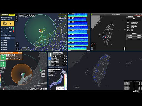 【緊急地震速報 予報】2024/01/16 04:11 石川県能登地方(M3.4 最大震度3) #地震