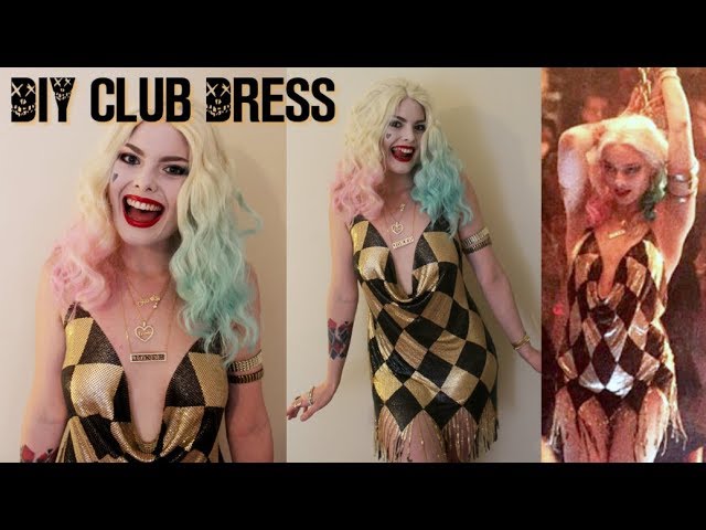 harley quinn gold and black dress