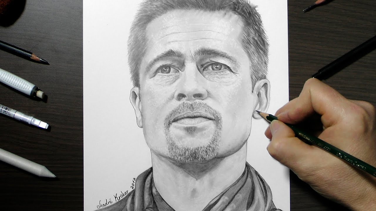 How to draw Brad Pitt  YouTube