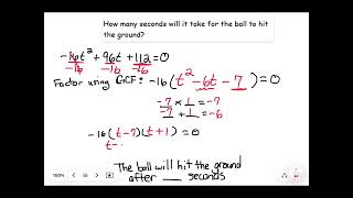 Application of Quadratics (given a function) part 2