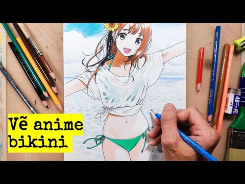 Vẽ hình Anime bikini dễ thương bằng bút chì màu- How to drawing ...