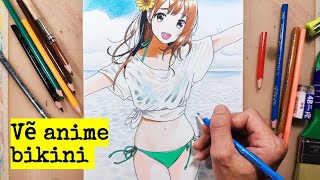 Vẽ hình Anime bikini dễ thương bằng bút chì màu- How to drawing ...