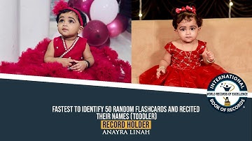 FASTEST TO IDENTIFY 50 RANDOM FLASHCARDS AND RECITED THEIR NAMES (TODDLER)