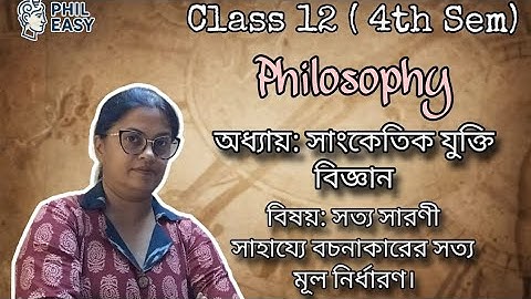 CLASS 12 4th Semester Philosophy | প্রথম অধ্যয় : সাংকেতিক যুক্তি বিজ্ঞান। | PHIL_EASY| Part-II. 