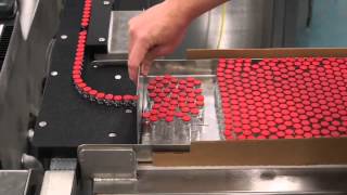 RX Infinity Accumulator handling 3ml glass vials. Tray loading and unloading is shown.