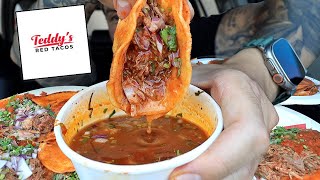 MUKBANG EATING TEDDYS RED TACO BIRRIA TACOS BIRRIA QUESADILLA CRISPY BIRRIA MULITAS ASMR