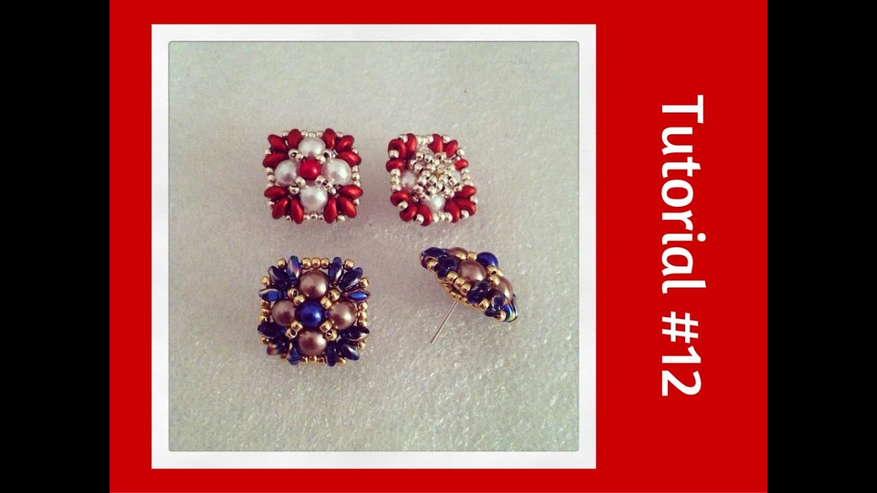 TUTORIAL PERLINE [12] - Orecchini Alexandra a lobo, perno incastonato. (Beading tutorial)