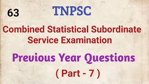 TNPSC, Combined Statistical Subordinate Service Examinations, Previous Year Questions