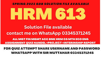 HRM 613 GDB solution Spring 2023