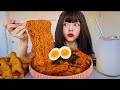 🌶SPICY KOREAN COLD NOODLES, DINOSAUR CHICKEN NUGGETS + Q&A 👀 MUKBANG Paldo Fun & Yum 비빔면이랑 용가리너겟 먹방