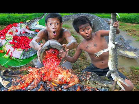 Primitive technology - Cooking crocodiles eating