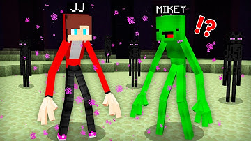 JJ and Mikey Became ENDERMAN MUTANTS in Minecraft Challenge by Maizen