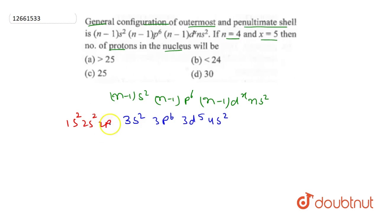 General Configuration Of Outermost And Penultimate Shell Is N 1 S 2 N 1 P 6 N 1 Youtube