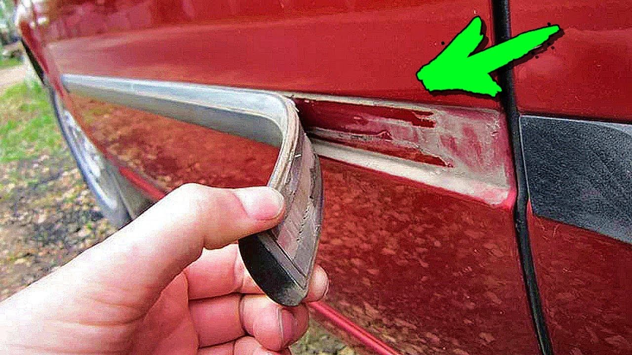 как приклеить резинку на машину