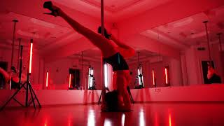 pole dance with cool light