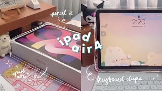 🧸 a pink ipad for cozy gaming (and studies ig) || ipad air 4 unboxing and magic keyboard dupe [ad]
