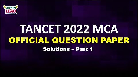 TANCET MCA 2022 | Official Question Paper | Answers | Part 1 #tancet2023mca