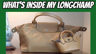 What's inside my Longchamp Le pliage cuir bag? Coach Disney Snoopy