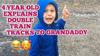 A 4 yr Old Explains Trains | The Double Train Track | He's So Excited!