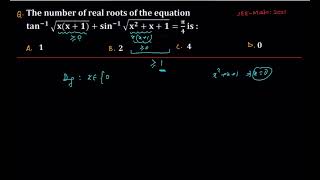 The number of real roots of the equation tan^-1(sqrt(x(x+1)) + sin^-1(sqrt(x^2 +x +1) = pi/4