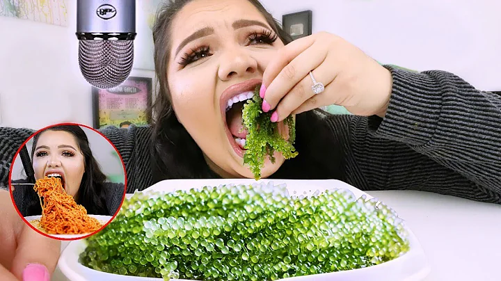 i Tried ASMR..Eating Sea Grapes, Spicy Noodles,  B...