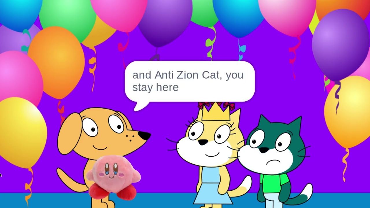 anti Zion cat misbehaves at stephanie cat's birthday party/grounded