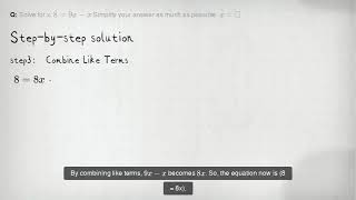 Solve For X. 89X-X Simplify Your Answer As Much As Possible. X Square