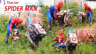 SPIDER MAN | Spider-man working on the farm with a tractor/ một ngày bình thường của người nhện