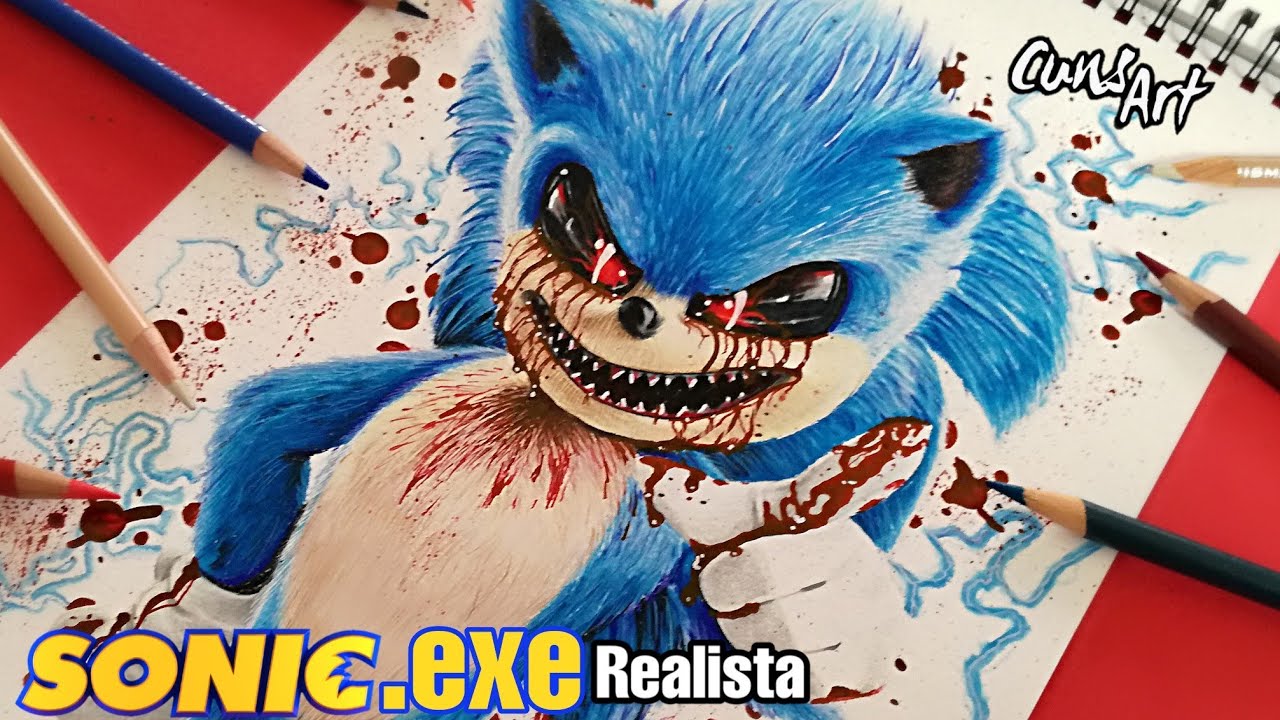 DIBUJANDO A SONIC.EXE REALISTA | drawing realistic sonic.exe | como