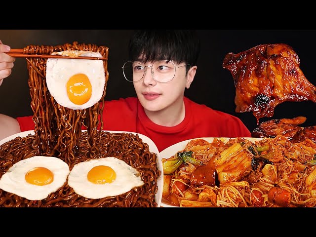 진짜 미쳤ㄷㅏ🔥 짜파게티에 마라샹궈 먹방 (ft. 자메이카 통다리구이) 레전드 꿀조합 리얼사운드 jjapaghetti mala chicken mukbang asmr