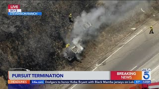 Pursuit ends in fiery crash