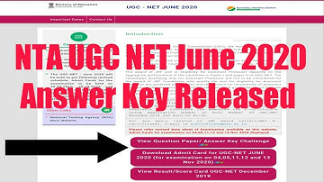 NTA UGC NET June 2020 Answer Key Released | SK Education