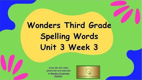 Wonders 3rd Grade Spelling Words Unit 3 Week 3