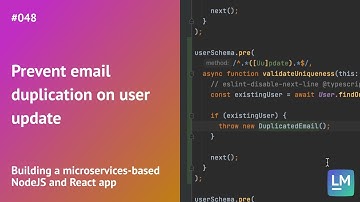 Prevent email duplication on user update: Building a microservices-based NodeJS and React app #048