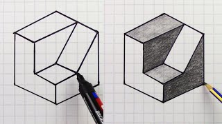 Kareli Deftere Çok Kolay 3Boyutlu Çizimler Karakalem Çizimleri Çizim Hobimiz Çizimleri 3D Drawing