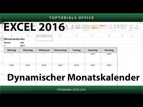 Dynamischen Monatskalender Erstellen Download Excel Toptorials