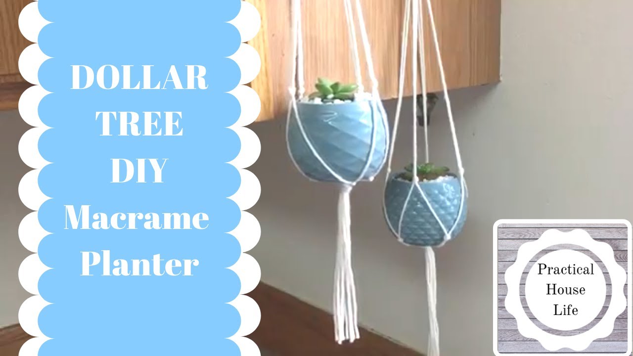 DOLLAR TREE DIY Macrame Hanging Planter For Beginners YouTube