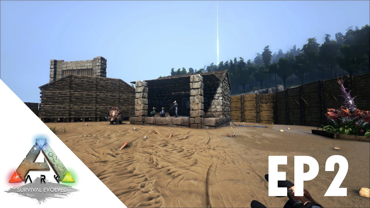 ARK Survival Evolved S1Ep2 Base Updates/Food Storage Building!!! YouTube