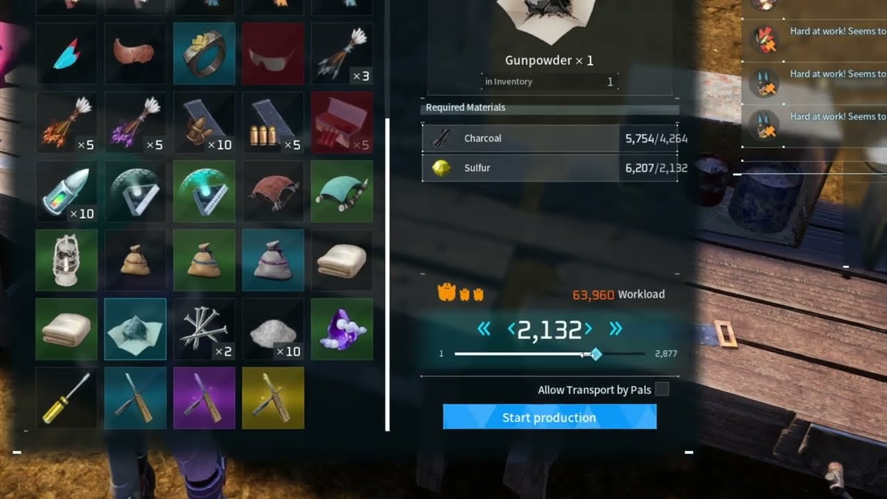 Make Pals Transport crafted items guide, how to enable pal