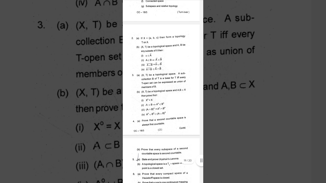 Topology| 2023-2025 |Semester 1| VBU M.Sc. Mathematics |Paper 3 Previous Year Question