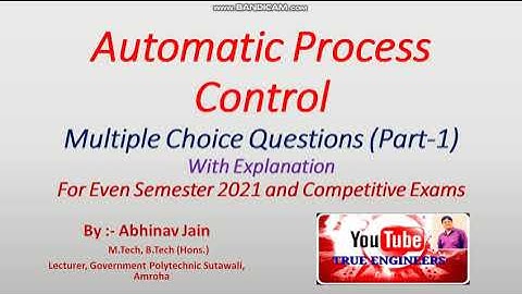 Automatic Process Control// MCQ Part -1//With Explanation in Hindi//BtEUP Exam & Competitive Exams
