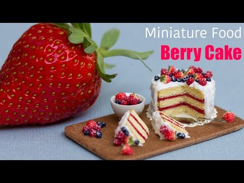 Miniature Berry Cake with Strawberries // Fimo Polymer Clay Cake - YouTube