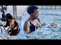 10 weeks old & 1 year old 1st swimming lesson | DITL WITH A NEWBORN & A TODDLER | Keon & Jarik swim