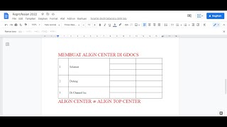 Cara Membuat Align Center (bukan align top center) di Tabel pada GDocs (Google Dokumen)