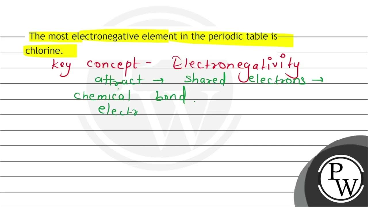 The most electronegative element in the periodic table is chlorine