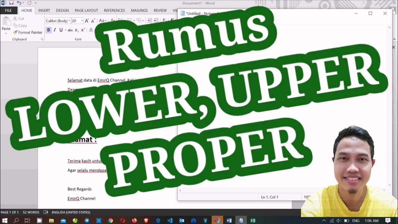 Tutorial rumus lower upper proper di excel untuk sd smp dan pemula