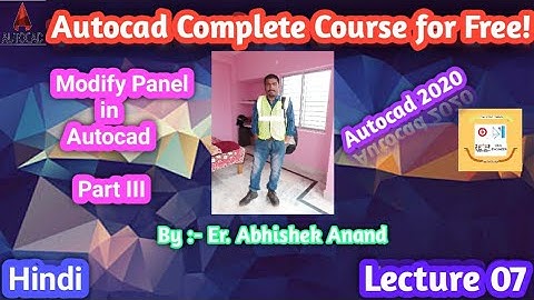 AutoCAD Tutorial for Beginners | Modify Toolbar Explained in Hindi | Part 3